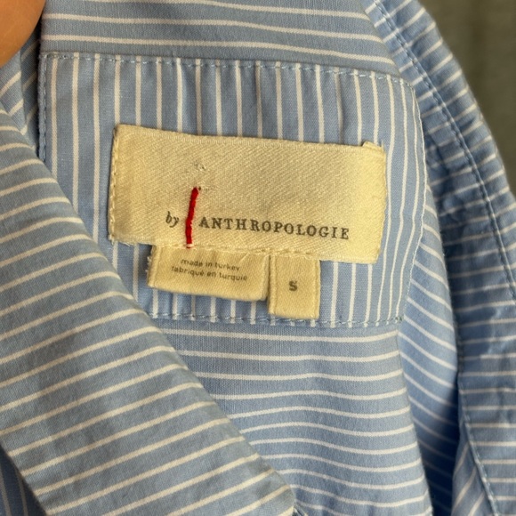 Anthropologie Sally Tunic shirt button down blue stripe Dress Size small prelove - Picture 2 of 12